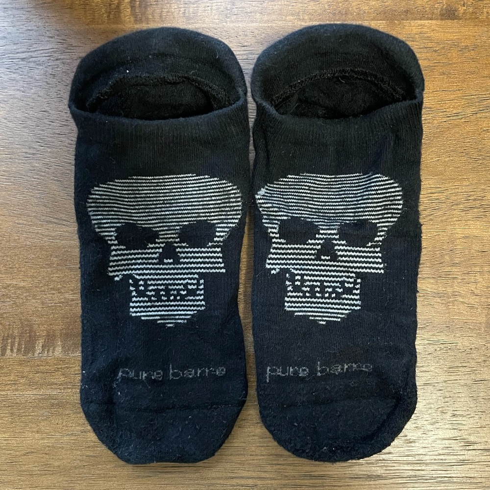 Pure Barre sticky socks with skulls